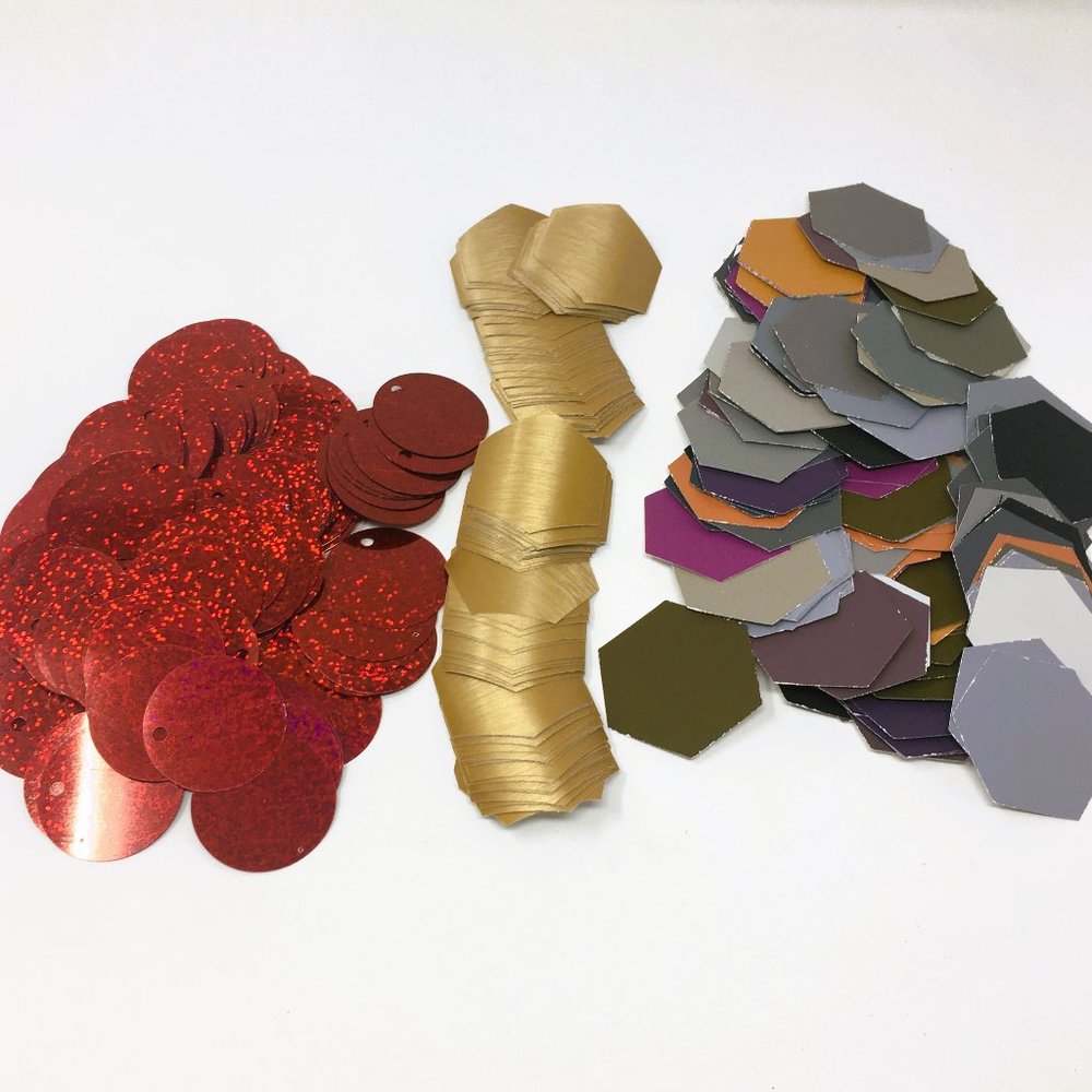 Craft Lot Red Glitter Sequins Hexagonal Gold Vinyl Stickers Color Paint Samples